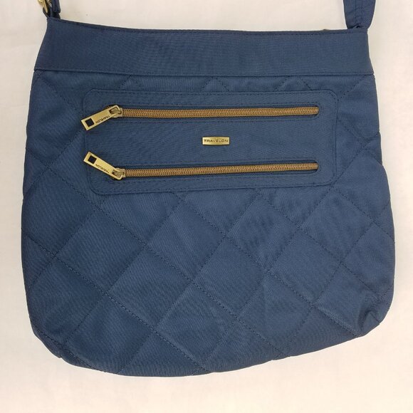Travelon Bag Women's Navy Quilted Crossbody Purse Messenger Anti-Theft RFID - Picture 3 of 16